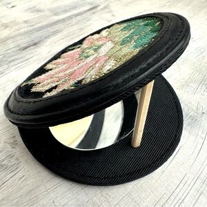 Vintage Needlepoint Purse Mirror